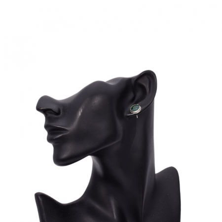 Cercei argint cu piatră naturală ovală de smarald [2]