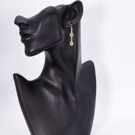 Cercei argint cu pietre citrin Picaturi de Miere [1]