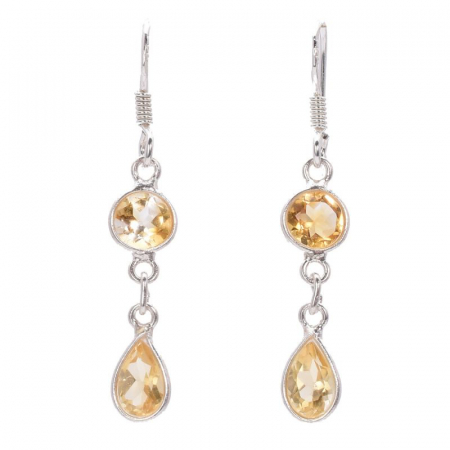 Cercei argint cu pietre citrin Picaturi de Miere [0]