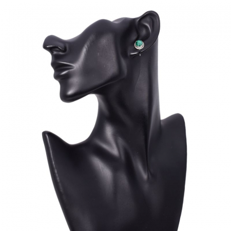 Cercei argint cu pietre malachit, funie rasucita [2]