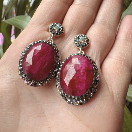 Cercei argint cu rubin, hematit, CZ colorate Regina Anatoliei [1]
