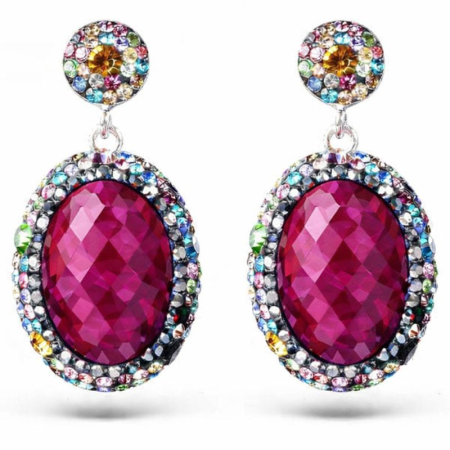 Cercei argint cu pietre - Cercei argint cu rubin, hematit, CZ colorate Regina Anatoliei