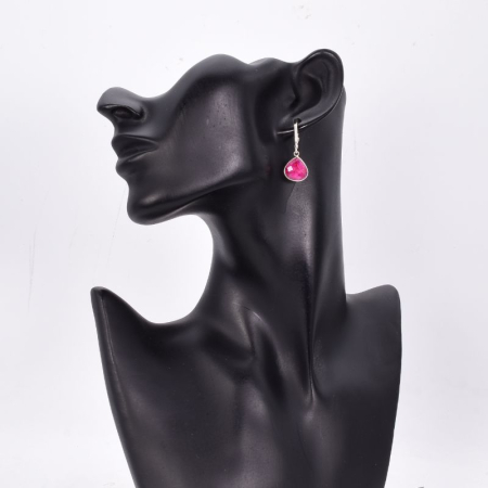 Cercei argint cu rubin, tortita leverback [1]