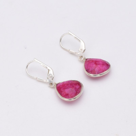 Cercei argint cu rubin, tortita leverback [4]