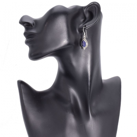 Cercei argint safir natural forma para funie rasucita [2]