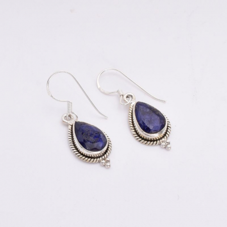 Cercei argint safir natural forma para funie rasucita [1]