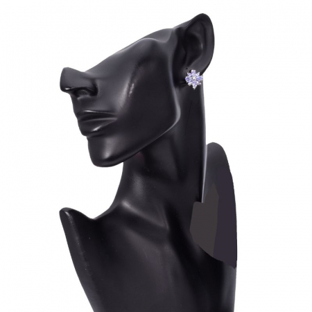 Cercei argint cu tanzanit natural, model floral [1]