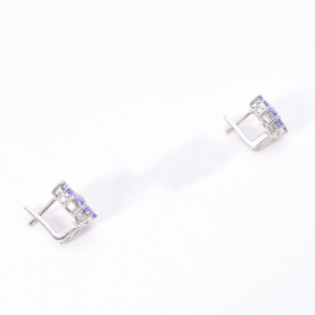 Cercei argint cu tanzanit natural, model floral [2]