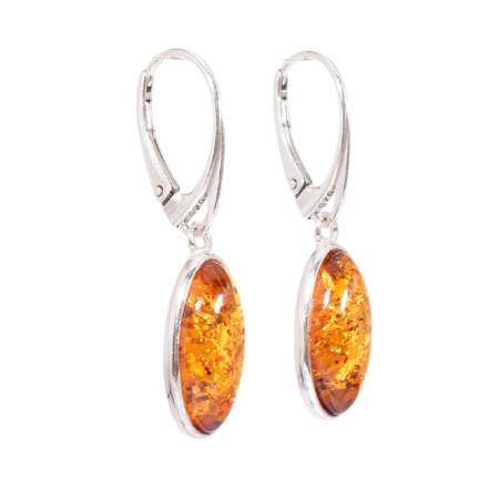 Cercei argint cu tortita Apus de Soare - chihlimbar baltic oval [1]