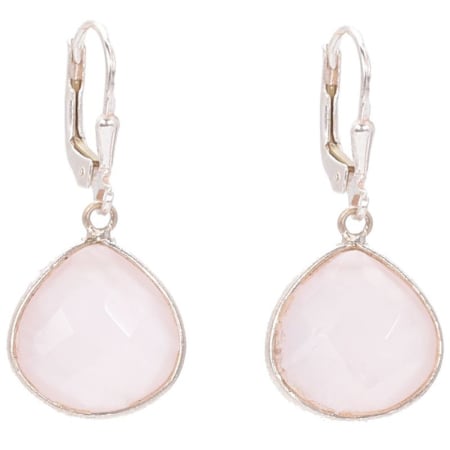 Cercei argint cu tortita - cuart roz fatetat