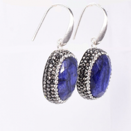 Cercei argint cu tortita - safir, hematit, CZ [3]
