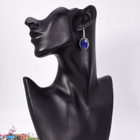 Cercei argint cu tortita - safir, hematit, CZ [1]