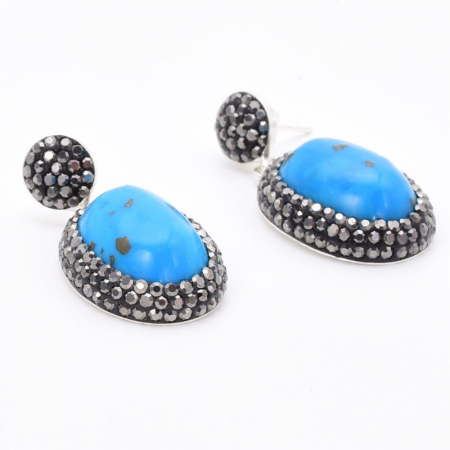 Cercei argint cu turcoaz si hematit [3]