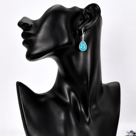 Cercei argint cu turcoaz, tortita leverback [2]