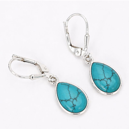Cercei argint cu turcoaz, tortita leverback [1]
