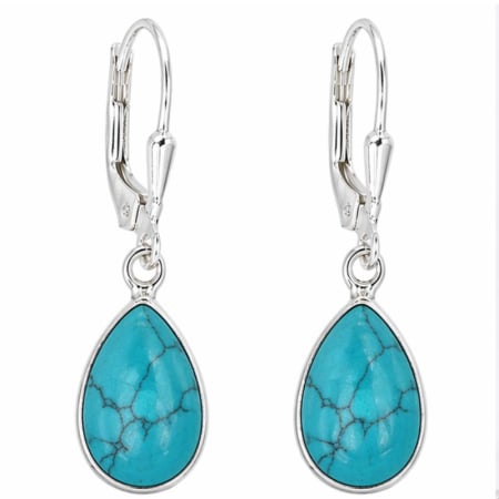 Cercei argint cu turcoaz, tortita leverback
