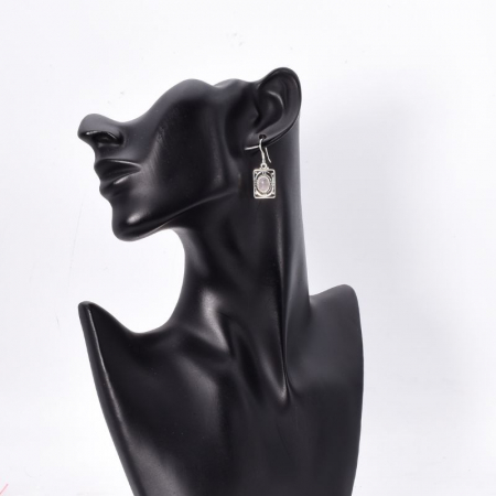 Cercei argint filigran dreptunghiulari cu cuart roz. [1]