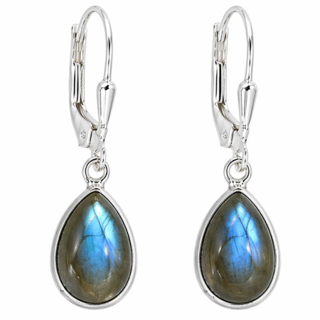 Cercei argint cu labradorit Picaturi, tortita leverback