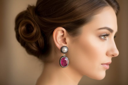 Cercei argint Gratie cu rubin, perle, hematit, CZ [1]