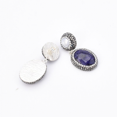 Cercei argint Gratie cu safir, perle, hematit si CZ [5]