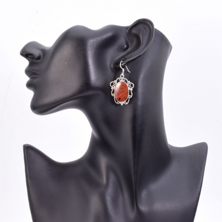 Cercei argint impunatori obsidian brun [2]