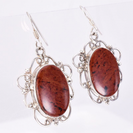 Cercei argint impunatori obsidian brun [1]