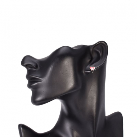 Cercei argint inima cu email rosu [2]