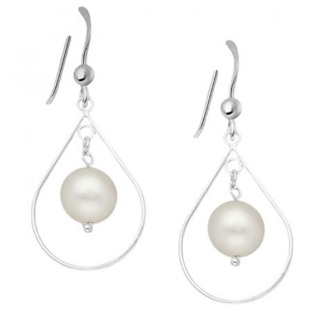 Cercei argint lungi cu perle, forma para, Clopotei [0]