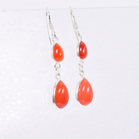 Cercei argint lungi cu carneol Picaturi de Ploaie [1]