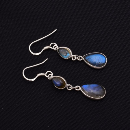 Cercei argint lungi Picaturi de Ploaie cu labradorit [1]