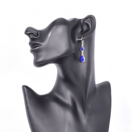 Cercei argint lungi lapis lazuli Picaturi de Ploaie [2]
