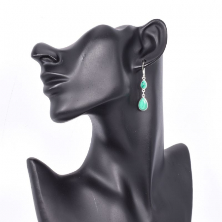 Cercei argint lungi cu malachit Picaturi de Ploaie [2]