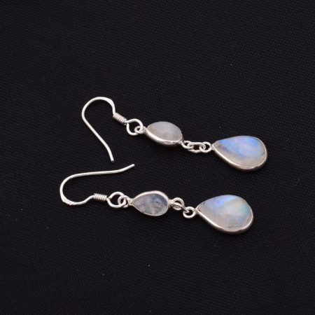 Cercei argint lungi cu piatra lunii Picaturi de Ploaie [1]