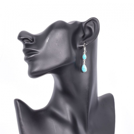 Cercei argint lungi cu turcoaz Picaturi de Ploaie [2]