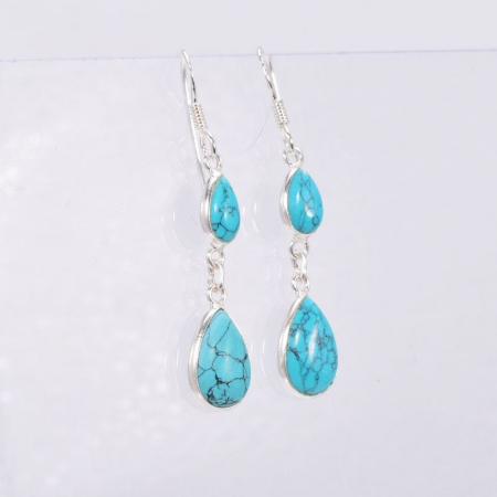 Cercei argint lungi cu turcoaz Picaturi de Ploaie [1]