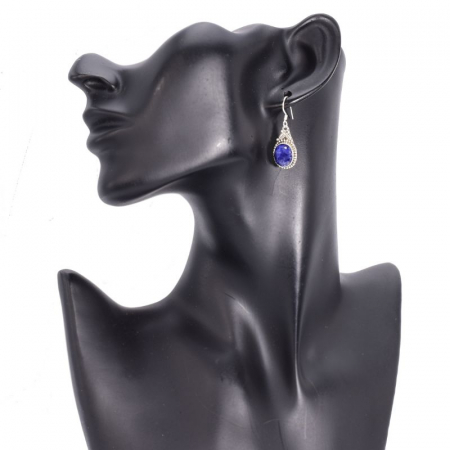 Cercei argint lungi cu safir oval model rawa [3]