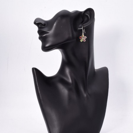 Cercei argint mix pietre Floare - granat, citrin, peridot, ametist [1]