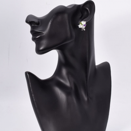 Cercei argint model floral cu sidef, ametist, peridot sI CZ [2]