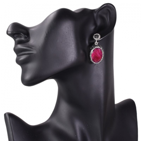 Cercei argint handmade cu rubin, hematit, CZ [3]