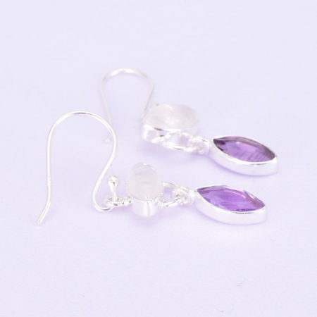 Cercei argint piatra lunii si ametist Romantism cu Liliac [3]