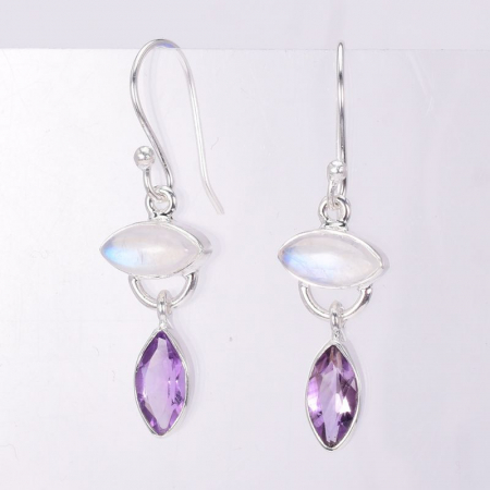 Cercei argint piatra lunii si ametist Romantism cu Liliac [1]