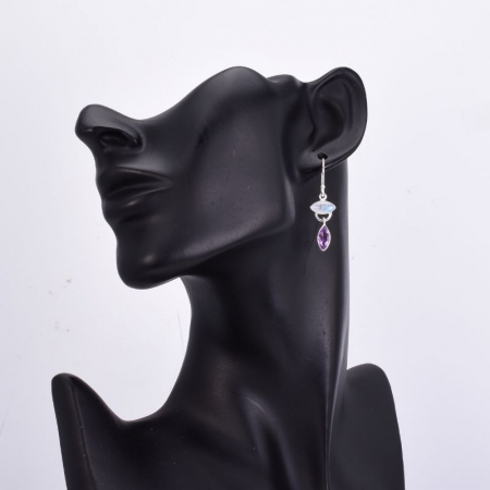 Cercei argint piatra lunii si ametist Romantism cu Liliac [2]