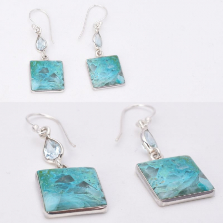 Cercei argint cu quantum quattro si topaz albastru [1]