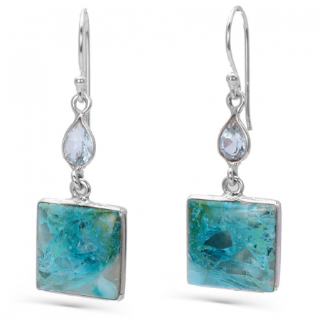 Cercei argint cu quantum quattro si topaz albastru [0]