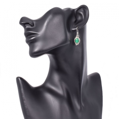 Cercei argint smarald natural oval Cleopatra [2]