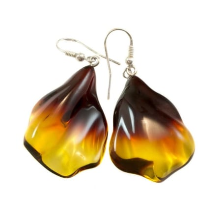 Cercei argint lungi - Cercei argint cu chihlimbar ombre Golden Sunset