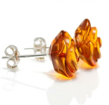 Cercei argint Trandafiri chihlimbar baltic natural [1]