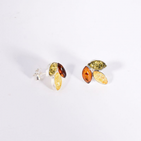 Cercei argint Trio cu pietre chihlimbar multicolor [3]