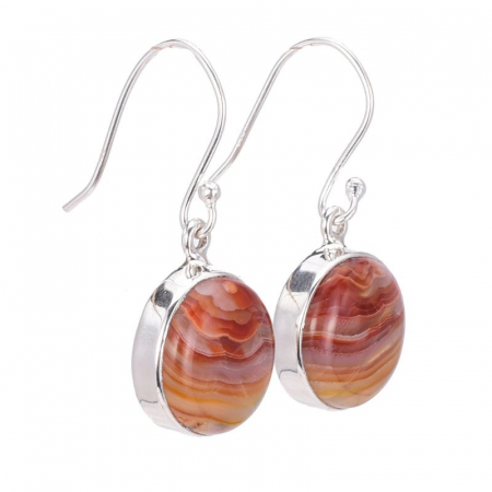 Cercei argint unicat - agat dantelat mexican, rotund [1]