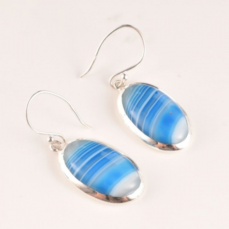 Cercei cu agat albastru Botswana din argint [2]